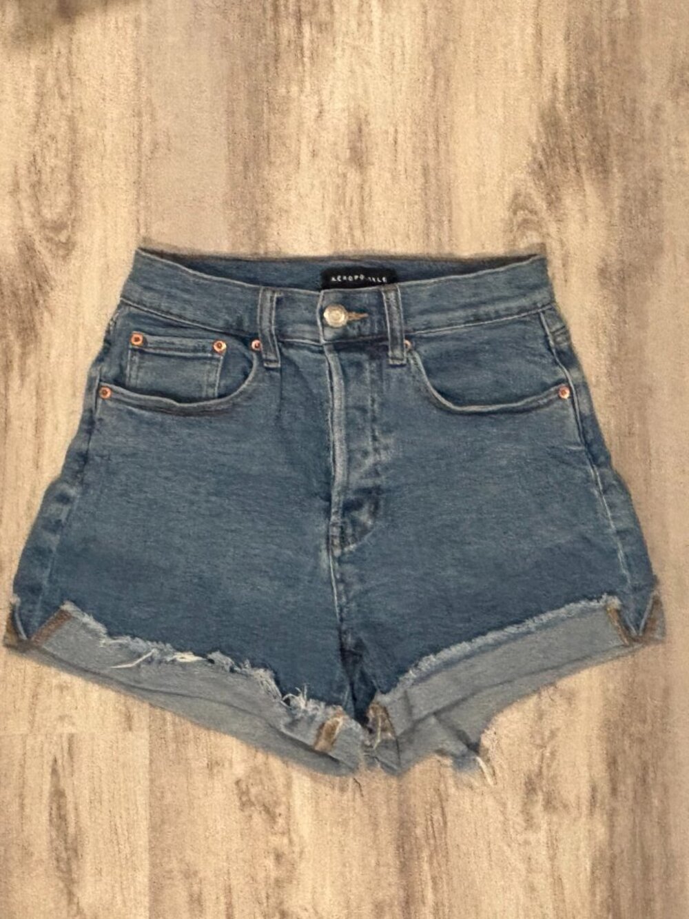 Aéropostale High-Rise Distressed Cuffed Denim Shorts Size 2